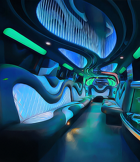 inside a limo bus